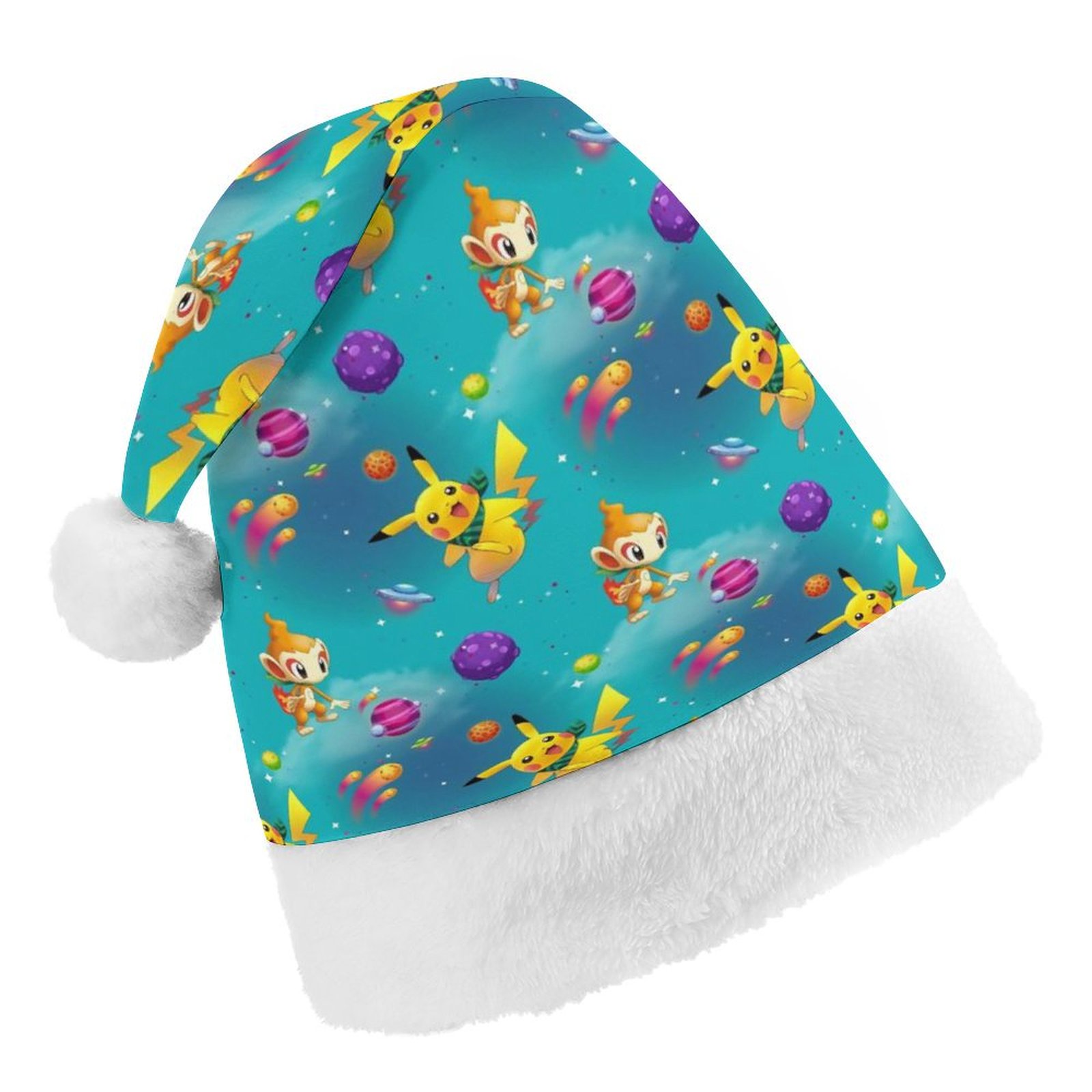 Galaxy Pokémon Pikachu Santa Hat,Galaxy Pokémon Pikachu Christmas Hat,Xmas Holiday Hat for Children Gifls boys Christmas Decorations Holiday Party Supplies